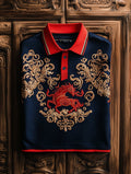 Men's Business Luxury Printed Button Short Sleeve Polo T-Shirt
