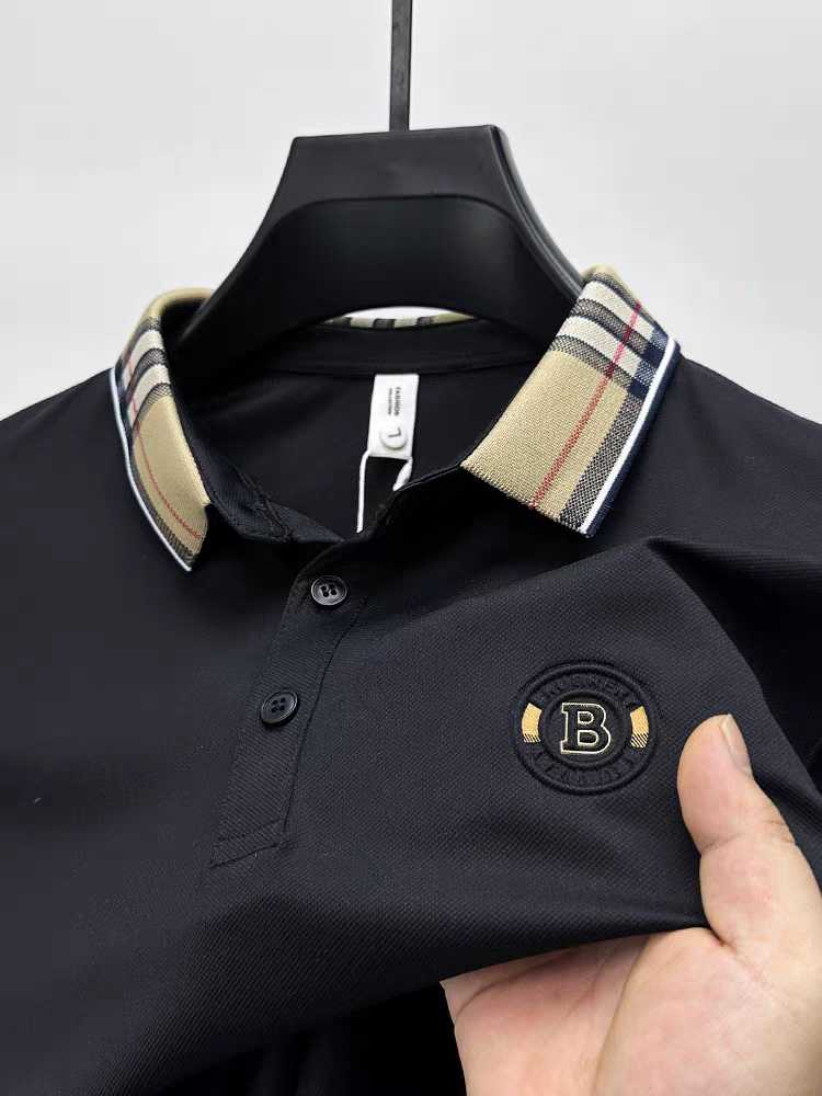 Elegant  Plaid Emblem Polo T-Shirt