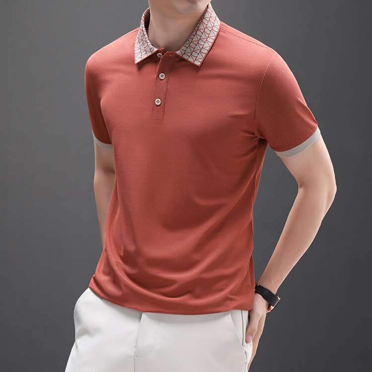 Geometric Grid Luxe Polo T-Shirt