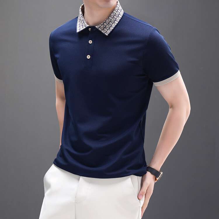 Geometric Grid Luxe Polo T-Shirt