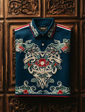 Men's Business Luxury Printed Button Short Sleeve Polo T-Shirt