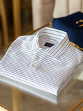 Men's Retro Business Stripe Print Half Sleeve Polo T-Shirt
